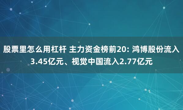 股票里怎么用杠杆 主力资金榜前20: 鸿博股份流入3.45亿元、视觉中国流入2.77亿元