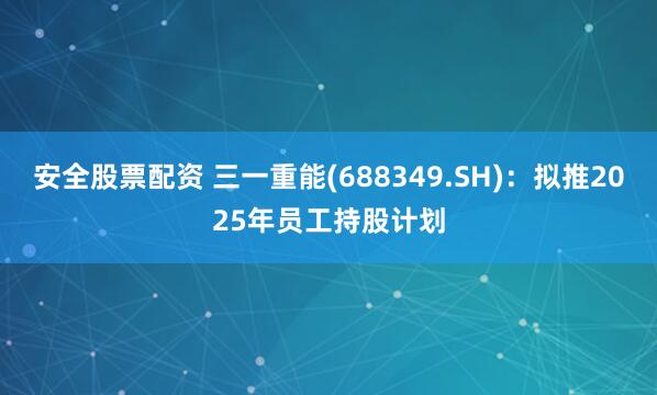 安全股票配资 三一重能(688349.SH)：拟推2025年员工持股计划